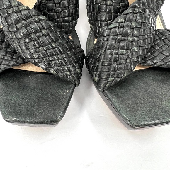 VINCE CAMUTO Signature Sandals Women 8.5 Green Paloma Braided Leather Block Heel - Picture 8 of 11